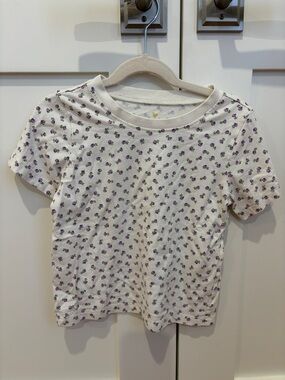 Pink Chicken White Tee with Purple Floral Print